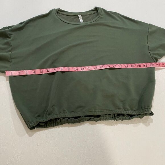 Fabletics Women’s Long Sleeve Top Medium – Olive Green Slouchy Cinched Hem Pullo - Picture 5 of 7